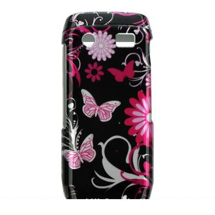 Hard Plastic Crystal Design Case for Blackberry Pearl 9100 - Pink Butterfly