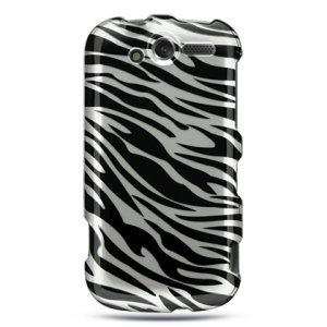 Hard Plastic Design Case for HTC Mytouch HD 4G - Black and Silver Zebra