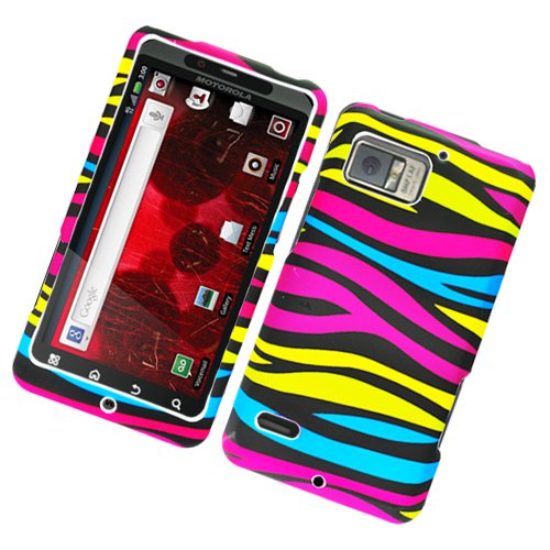 Hard Plastic Rubber Feel Design Case for Motorola Droid Bionic Targa XT875 - Abstract Zebra
