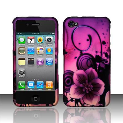 Hard Plastic Rubber Feel Design Case for Apple iPhone 4/4S - Purple Paradise