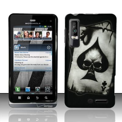 Hard Plastic Rubber Feel Design Case for Motorola Droid 3 - Ace of Spade Skull