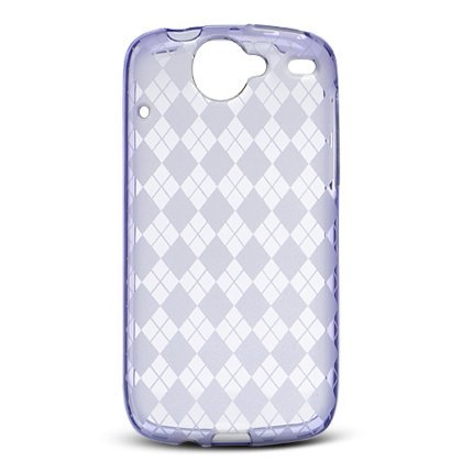 Crystal Gel Check Design Skin Case for HTC Google Nexus One - Purple