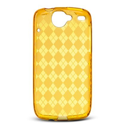 Crystal Gel Check Design Skin Case for HTC Google Nexus One - Orange