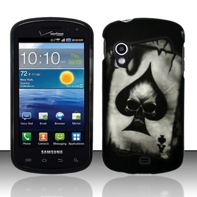 Hard Plastic Rubber Feel Design Case for Samsung Stratosphere i405 - Ace of Spade Skull