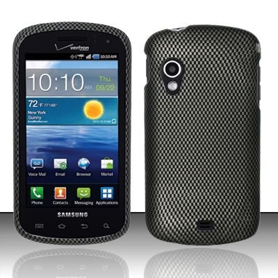 Hard Plastic Rubber Feel Design Case for Samsung Stratosphere i405 - Carbon Fiber