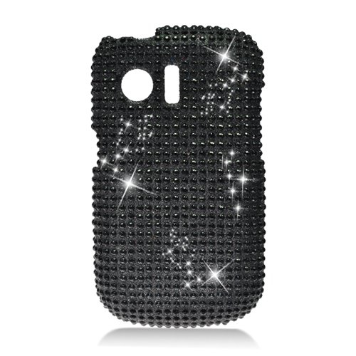 Hard Plastic Bling Rhinestone Design Case for Huawei Pinnacle M635/Pillar M615 - Black