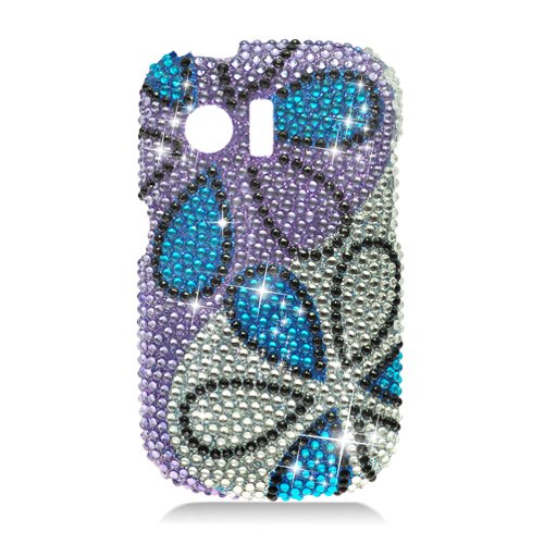 Hard Plastic Bling Rhinestone Design Case for Huawei Pinnacle M635/Pillar M615 - Colorful Flowers