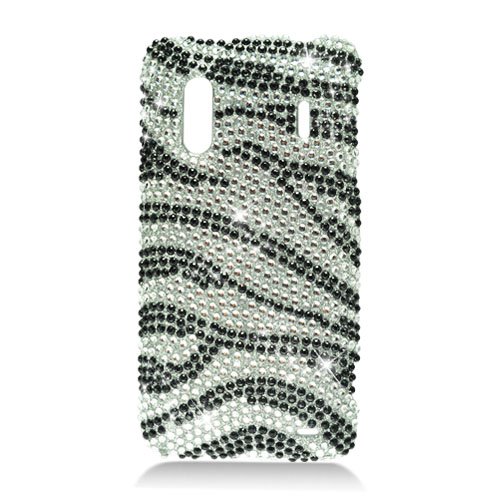 Hard Plastic Bling Rhinestone Design Case for HTC Evo Design 4G/Kingdom - Silver and Black Zebra