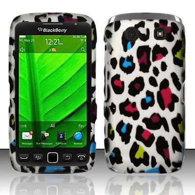 Hard Plastic Rubber Feel Design Case for Blackberry Torch 9850/9860 - Rainbow Leopard