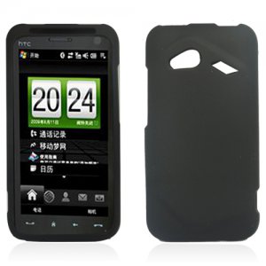 Hard Plastic Rubberized Snap-On Case for HTC Droid Incredible 4G/Fireball - Black