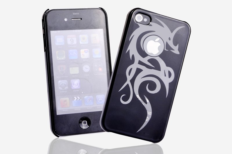 Hard Plastic Dragon Design Back Cover Case For Apple iPhone 4G - Black