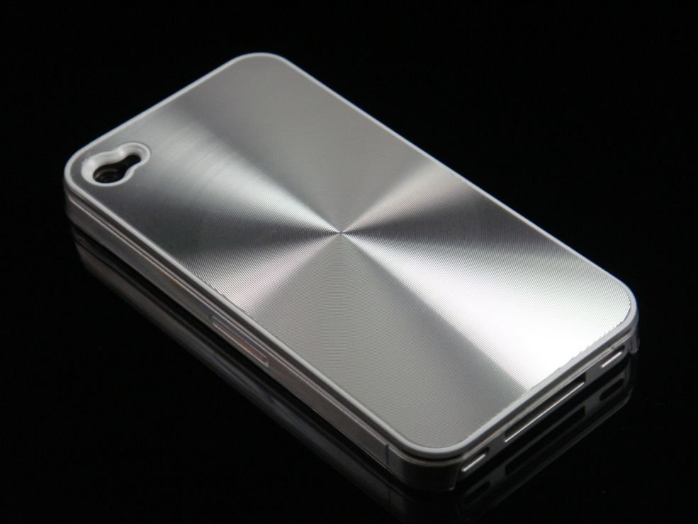 Hard Plastic Aluminum Finish Back Cover Case For Apple iPhone 4G - Silver