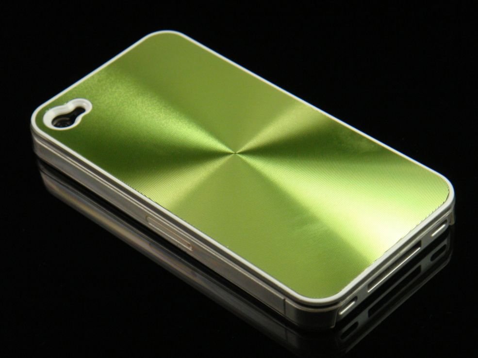 Hard Plastic Aluminum Finish Back Cover Case For Apple iPhone 4G - Green