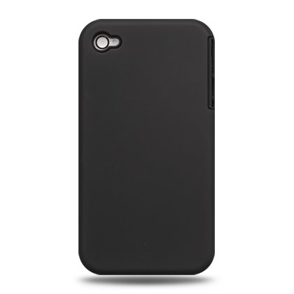 2-in-1 Hard Plastic Back Cover Case + Black Silicone Skin For Apple iPhone 4G - Black