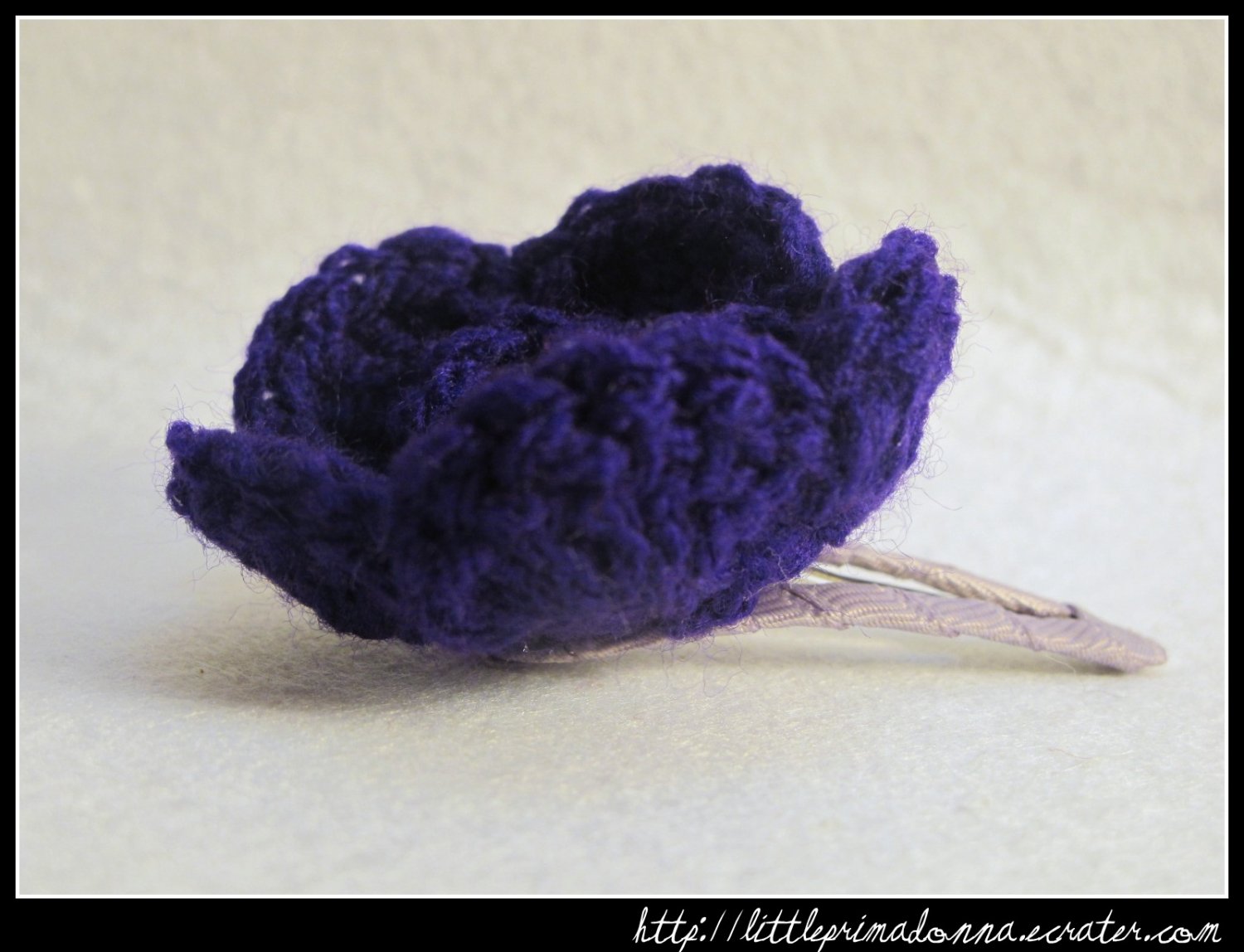 crocheted small rose - dark purple