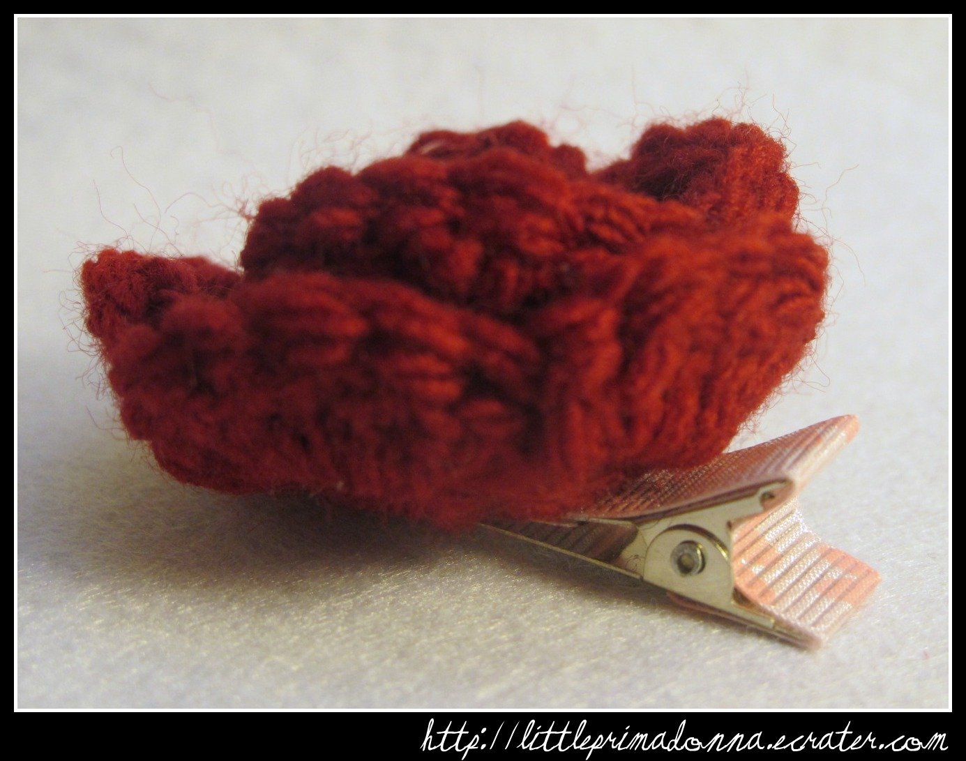 Crocheted small rose - Dark Red