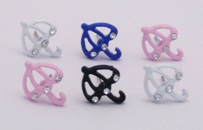 Vintage Kitsch Cute Umbrella Sparkly Diamante Earrings