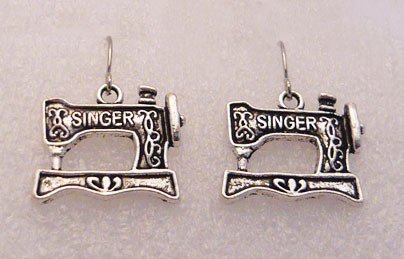 ♥Handmade Silver Singer Sewing Machine Earrings♥