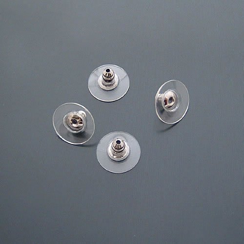 12 x Silver Plated Clear Earrings Backs Pad Stoppers