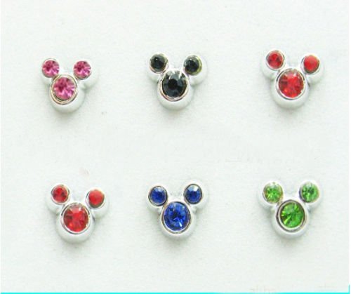 Sparkling Mickey Crystal Hypo Stud Earrings 2pairs