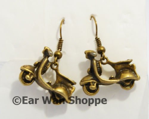 ♥ Handmade Brass Vintage Motor Bike Rock Earrings♥