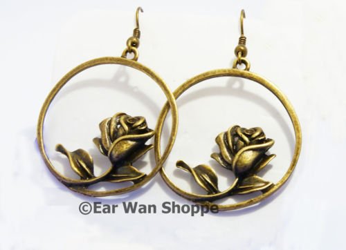 ♥ Handmade Brass Grass/Leaf Retro Drop Earrings♥