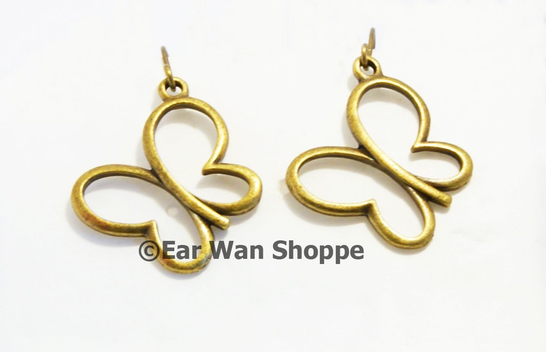 Vintage Brass Butterfly Drop Earring
