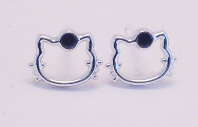 Kitsch Silver Hello Kitty Crystal Stud Earrings 2pairs