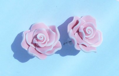 Denim Rose Flower Stud Earrings
