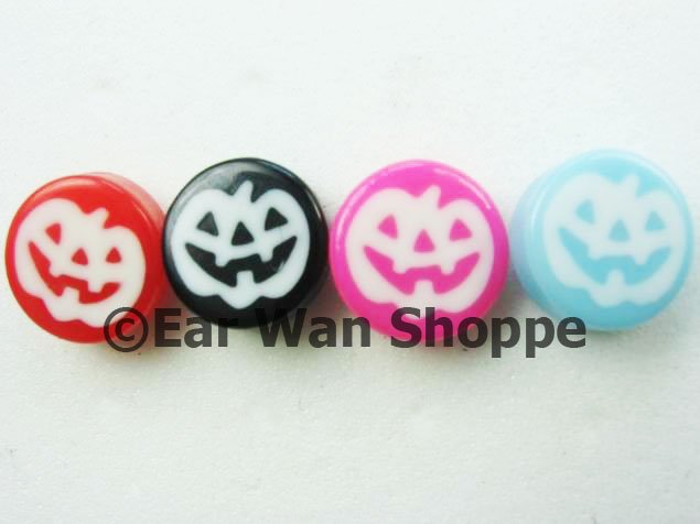 Vintage Kitsch Multi Colour Pumpkins Button Earrings