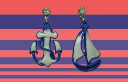 Vintage Sailboat 30's Style Diamante Drop Earrings