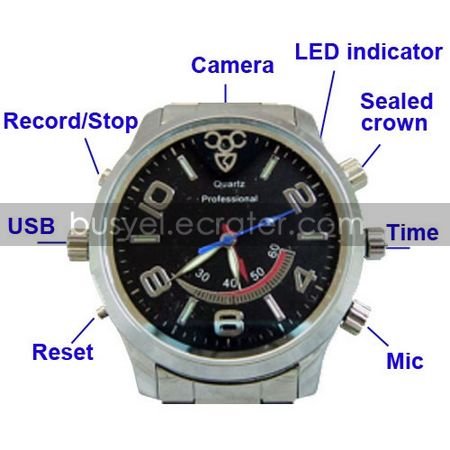 Motion-Activated Waterproof Spy Watch Cameras with Stainless Steel Casing Hidden Camera