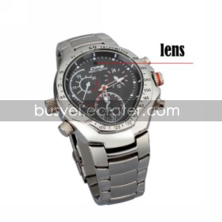 Stainless Steel Wristwatch with Hidden HD Camera