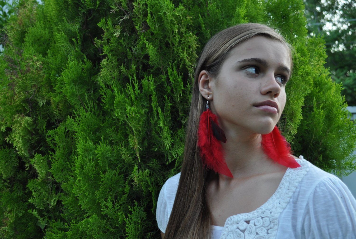 Red & Black Feather Earrings