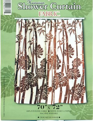 Hawaiian Tropical Fabric Shower Curtain (Brown Bamboo)