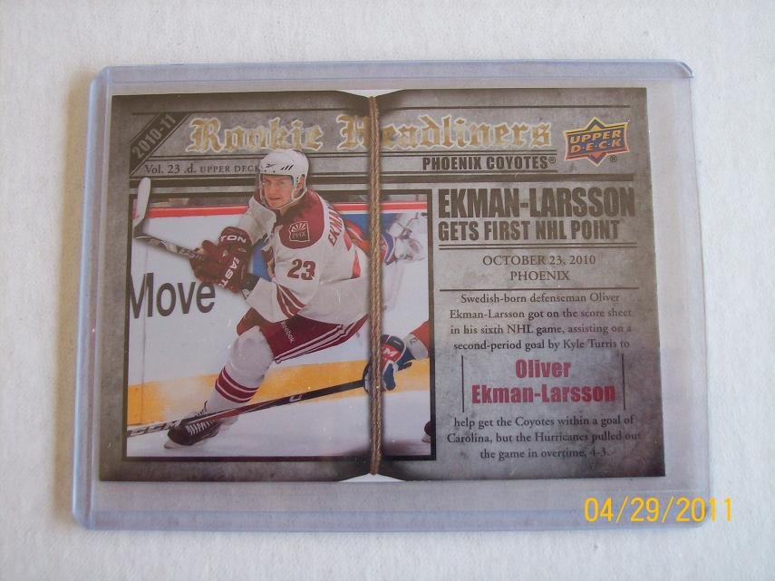 2010-11 Upper Deck Hockey Series 2 - Rookie Headliners #RH6 - Oliver Ekman-Larsson