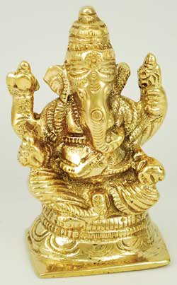 3" Ganesh Sitting Brass Statuette