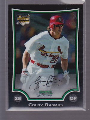 2009 BOWMAN CHROME COLBY RASMUS ROOKIE CARD RC CARDINAL *stk0447