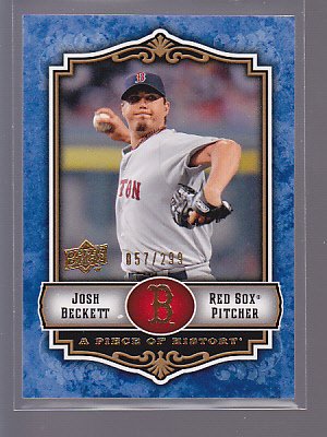 2009 Piece of History BLUE JOSH BECKETT SERIAL #ED / 299 *stk0165