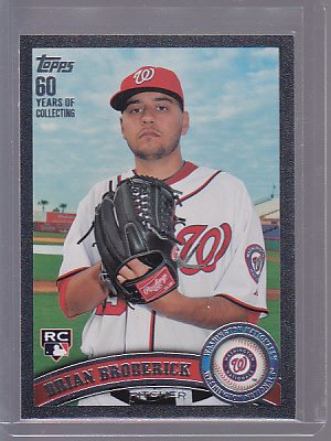 2011 TOPPS 2 Black #ed 01/60 Brian Broderick #368 RC (first print 1/1)