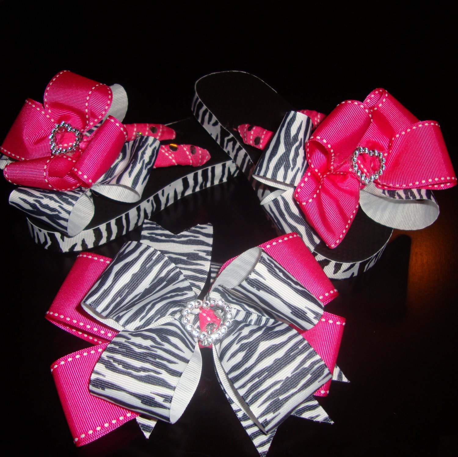 zebra/ pink ribbon wrapped flip flops