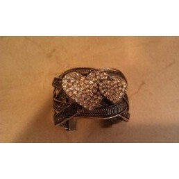 Big Cuff with 2 harts in rhinestones