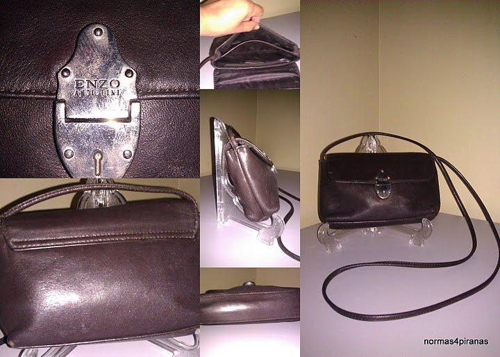 Enzo Angiolini dark brown leather crossbody bag