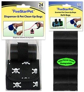White Skull & Cross Bone Dispenser + 315 Waste Bags