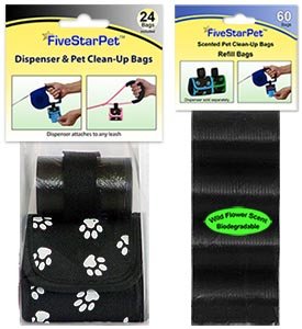 Black/White Paw Dispenser + 315 Waste Bags