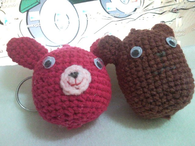 Rabbit and Bear Amigurumi Keychain