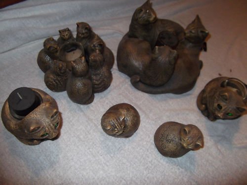 WINDSTONE Pena Cat Lover Figurines Candle LOT 6 Piece