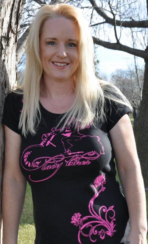 Lady Biker Hot Pink Art, Short Sleeve Shirt, Black $24.99