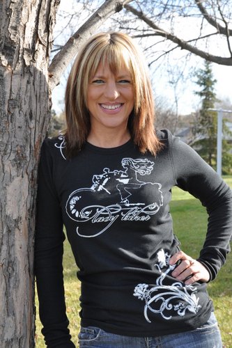 Lady Biker White Art, Long Sleeve Thermal, Black