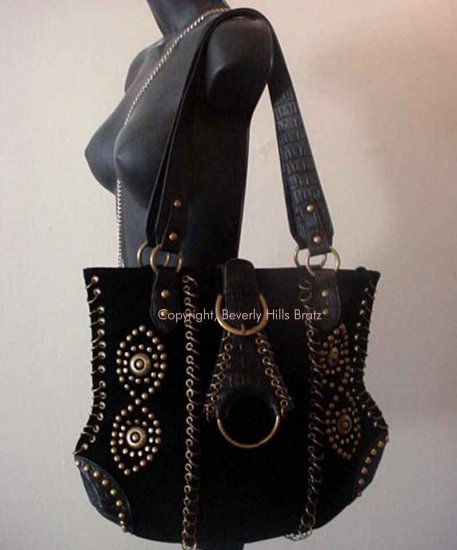 Suede Saddle Bag, Black FREE Shipping